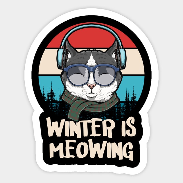 Funny Cat Motif Winter Scarf Cat Gift Sticker by Foxxy Merch